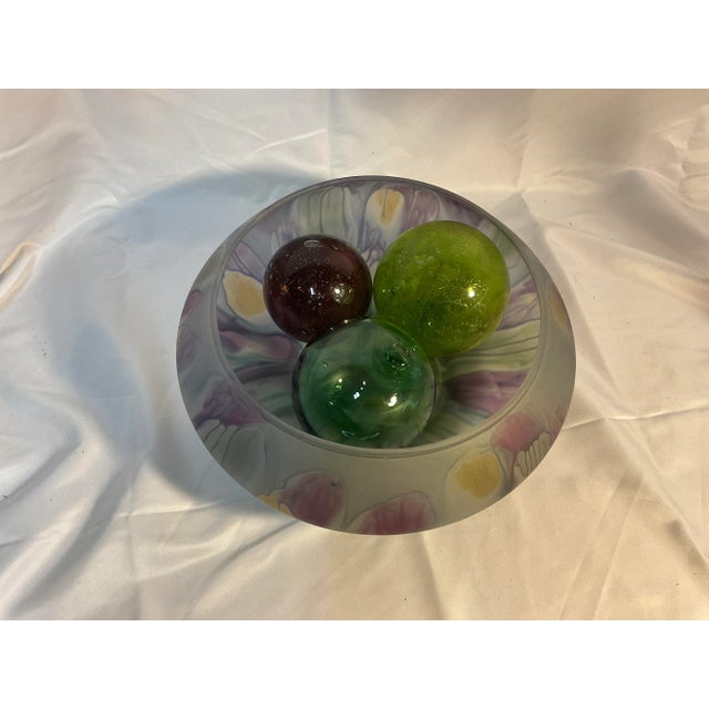 Late 20th Century Late 20th Century Art Nouveau Rueven Purple Swirl Art Glass Bowl For Sale - Image 5 of 6