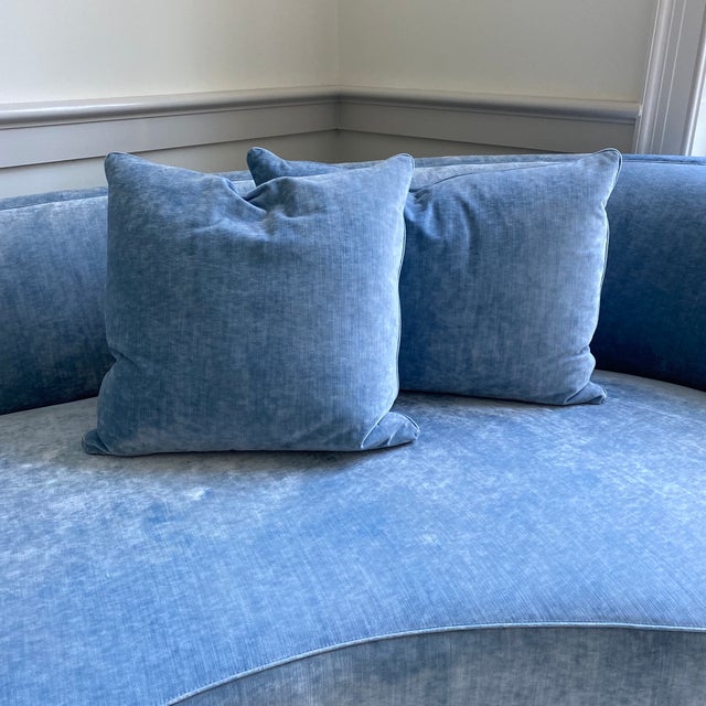 Blue Burton James Modern Curve Couch With Pillows For Sale - Image 8 of 13