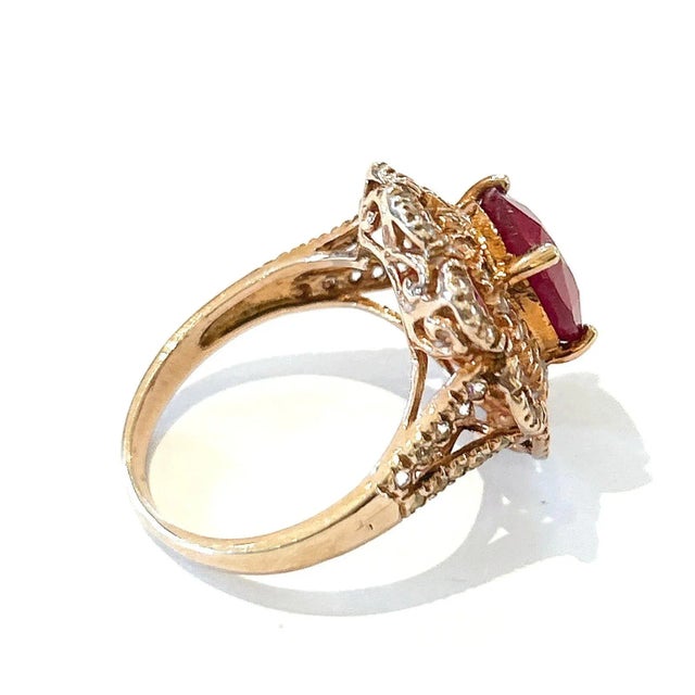 Bochic “Orient” Red Ruby and White Topaz Cocktail Ring Set In 18K Gold and Silver, Size 6.75 For Sale In New York - Image 6 of 11
