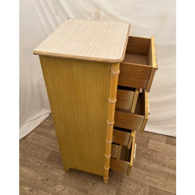 Vintage Retro Lingerie Dresser Chest Faux Bamboo Six Drawers Tropical Style For Sale In Palm Springs - Image 6 of 9