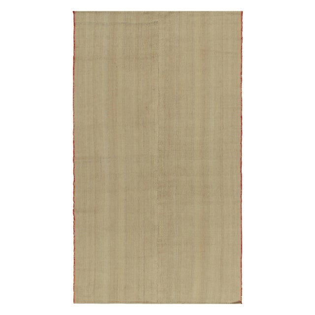 Textile Vintage Plain Kilim in Beige-Brown Striations, Solid Hues For Sale - Image 7 of 7