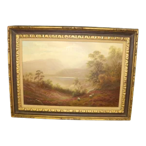 Late 19th Century "A Peep of Ulswater from the Hills Westmoreland" William Mellor Landscape Oil Painting on Canvas, Framed