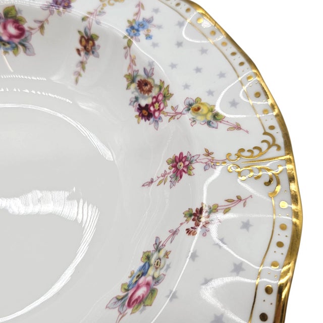 Royal Crown Derby Antoinette Fine Bone China Rim Soup Bowl Royal England 8.75” For Sale In San Francisco - Image 6 of 9