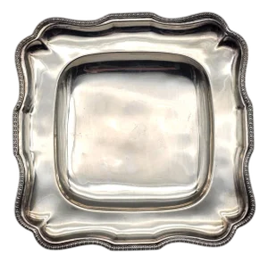 French Style Silverplate Serving Tray — Scalloped Beaded Rim With Claw Feet 12"