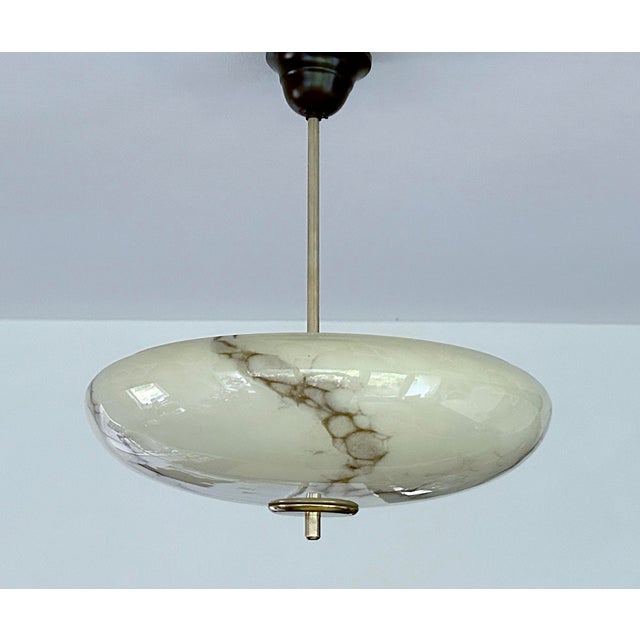 1930s Art Deco Pendant Light in Ivory Marble Glass, 1930s For Sale - Image 5 of 18