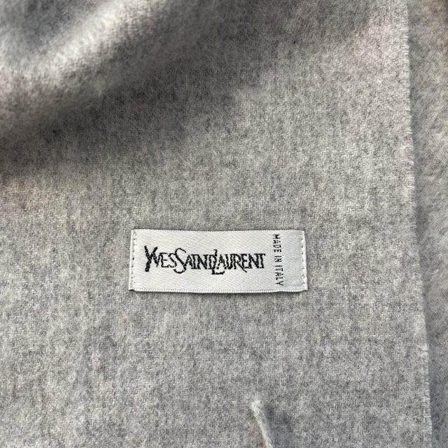 Early 21st Century Yves Saint Laurent Grey Solid 100% Wool Scarf For Sale - Image 5 of 8