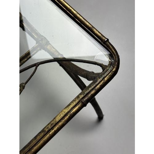 Wood Faux Bamboo Metal Coffee Table For Sale - Image 7 of 12