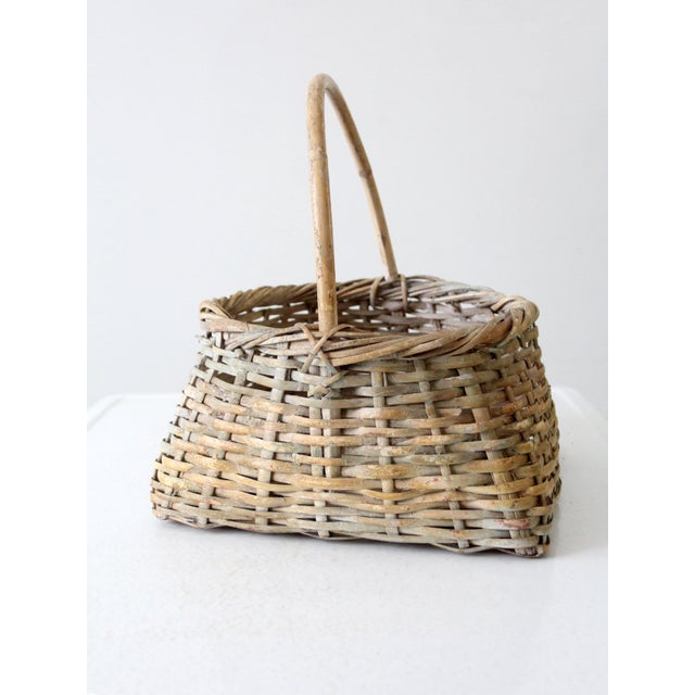 Vintage Handwoven Cottage Basket For Sale - Image 9 of 12