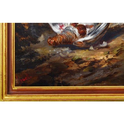 German Artist, Hunting Scene, Late 1800s, Oil on Canvas For Sale - Image 3 of 5