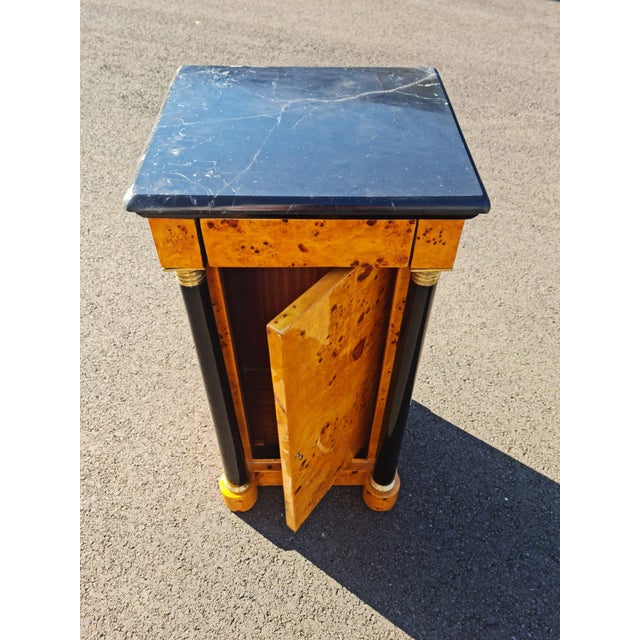 Beautiful Bedside/Side Elm With Black Marble Table/Desk With Large Storage For Sale - Image 10 of 13