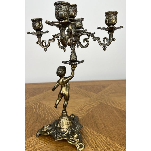 Vintage French Cherub Ornate Candleholder For Sale - Image 10 of 13