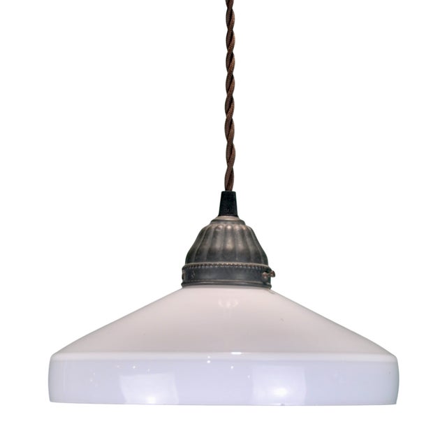 Art Deco White Opaline Lamp, 1920s For Sale