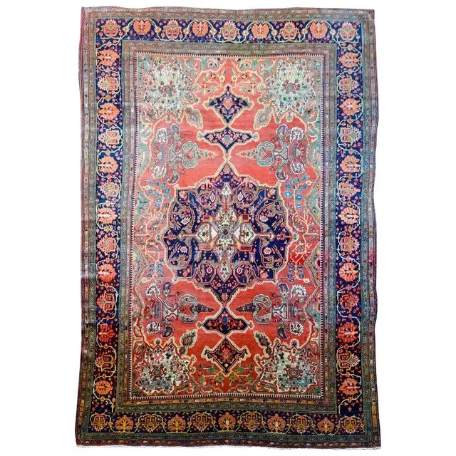 Textile 19th Century Sarouk Farahan Rug For Sale - Image 7 of 7