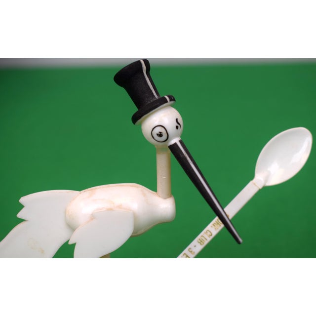 The Stork Club Tabletop Plastic Figurine Bud Vase W/ Cocktail Spoon For Sale - Image 4 of 7
