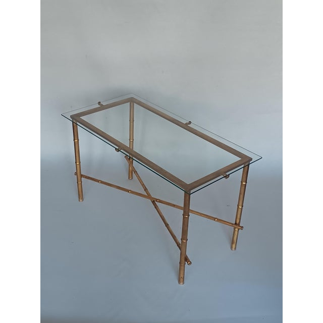 Mid-Century Modern Gold Leaf Faux Bamboo Side Table, 1950s For Sale - Image 3 of 11