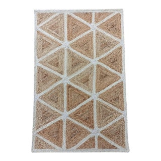Handwoven Natural Jute Geometric Entryway Doormat For Sale