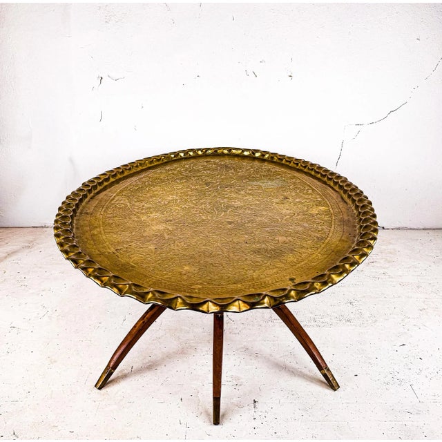 Mid-Century Modern Midcentury Modern Brass Tray Table With Base For Sale - Image 3 of 17