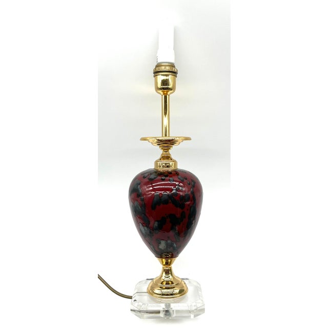 Mid-Century Enamelled Brass Table Lamp on Acrylic Base, Germany, 1950s For Sale - Image 3 of 14