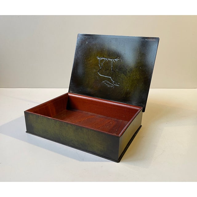 Metal Art Deco Green Patinated Bronze Box by Holger Fridericias, 1930s For Sale - Image 7 of 12