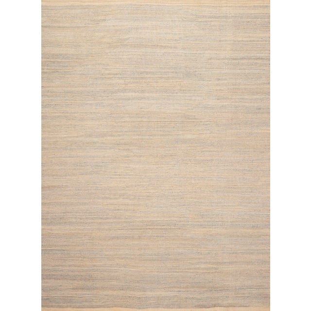 Calming Contemporary Swedish Style Neutral Sky Blue and Sandy Tones Kilim Rug, Country of Origin: Central Asia, Circa...