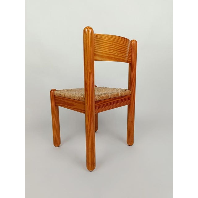 Oak and Rush Chairs in the style of Charlotte Perriand, 1960s, Set of 7 For Sale - Image 12 of 18