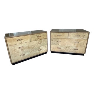 Pair of Vintage Henredon Scene Two Burlwood Dressers For Sale