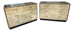 Pair of Vintage Henredon Scene Two Burlwood Dressers (Can Sell Separately)