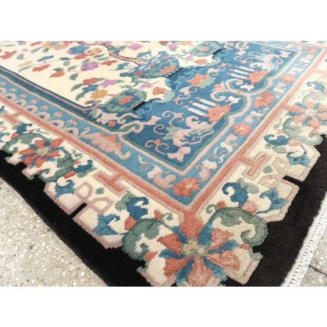 Textile Galerie Shabab Collection Mid-20th Century Handmade Chinese Art Deco Throw Rug For Sale - Image 7 of 9