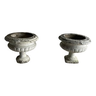 Antique Cast Stone Garden Urns, Set of 2 For Sale