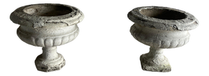 Antique Cast Stone Garden Urns, Set of 2