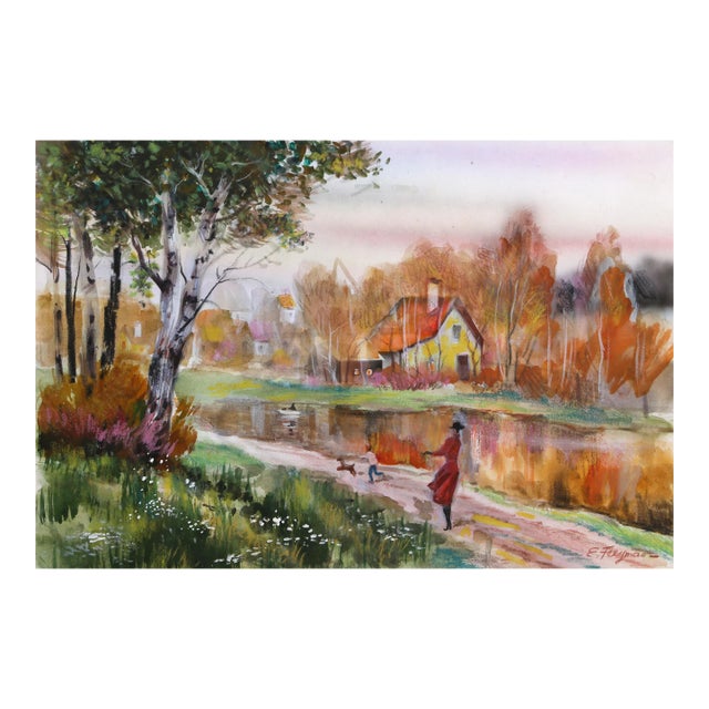 Clear Day, Erik Freyman Watercolor With Pastels on Paper, Signed in Pen For Sale