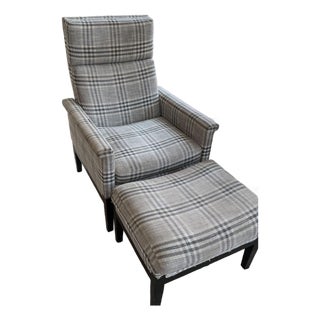 Reclining Armchair and Ottoman by Hickory For Sale