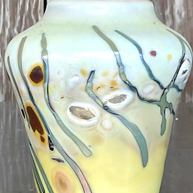 Vintage Boho Abstract Art Glass Vase For Sale - Image 11 of 12