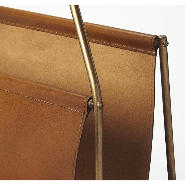 2020s Rupert Leather Magazine Basket, Medium Brown For Sale - Image 5 of 6