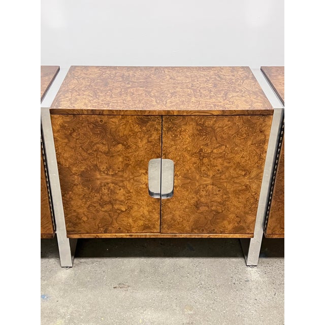 Mid-Century Modern 8.5 Foot Burlwood Credenza by Leon Rosen for Pace Circa 1970s For Sale - Image 3 of 12