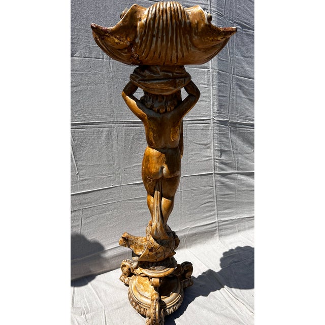 Brown Large Antique Venetian Hand Carved Sculpture For Sale - Image 8 of 9