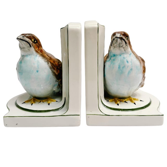Italian Vintage Nora Fenton Italian Porcelain Quail Bookends - A Pair For Sale - Image 3 of 10