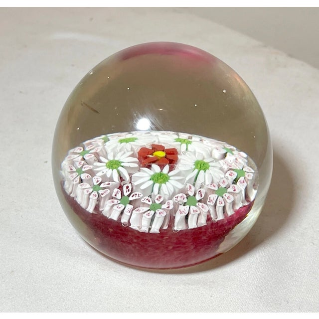 1990s Vintage Hand Blown Italian Murano Art Studio Glass Millefiori Paperweight Ball For Sale - Image 5 of 8