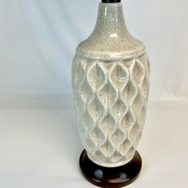 1960s 1960s Mid-Century Modern Boho Chic Geometric Ceramic Table Lamp, New Shade. For Sale - Image 5 of 12