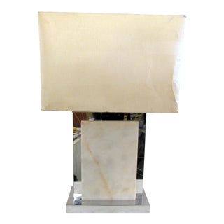 Mid-Century Modern Table Lamp in Chrome and Marble For Sale