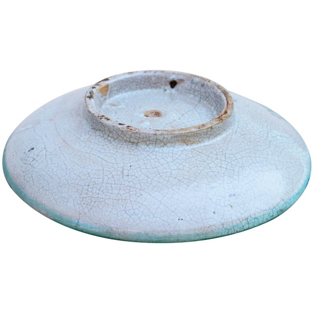 Teal Antique Moroccan Ceramic Plate For Sale - Image 8 of 9