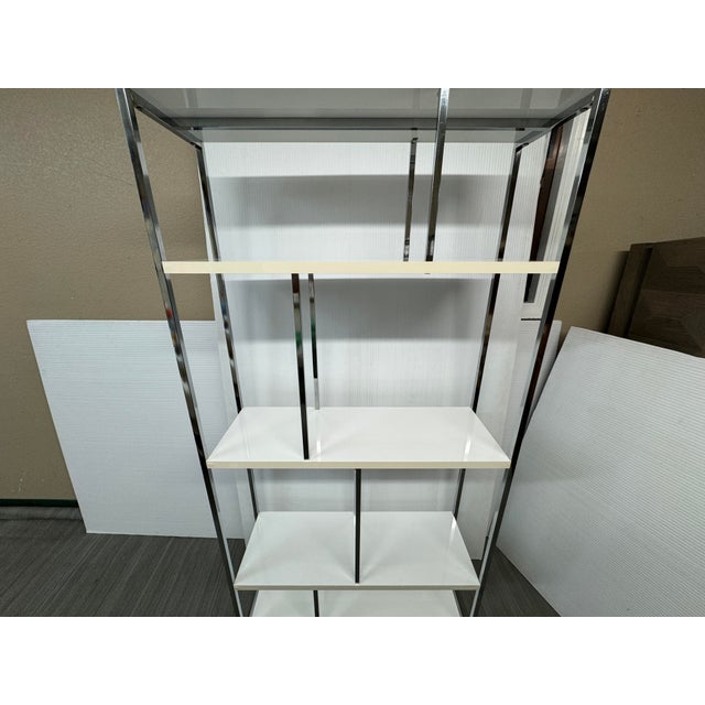 Chrome Modern White + Chrome Etagere For Sale - Image 8 of 12
