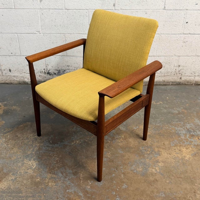 Mustard Finn Juhl Model 209 Diplomat Solid Teak Arm Chairs France & Daverkosen, Danish Mid Century Modern - A Pair For Sale - Image 8 of 12