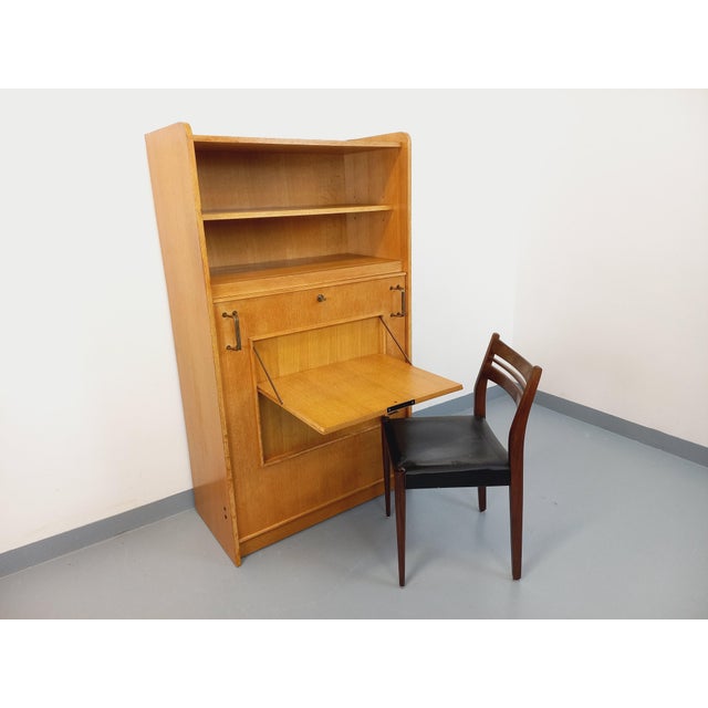 Vintage Oak Bookcase with Side Table, 1960s For Sale - Image 14 of 18