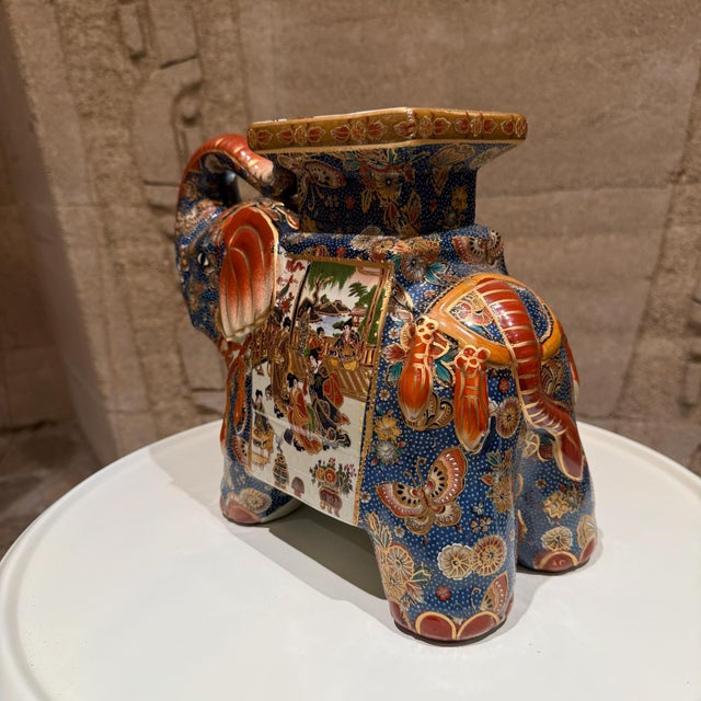 Japanese Porcelain Satsuma Style Elephant Figures For Sale - Image 4 of 18