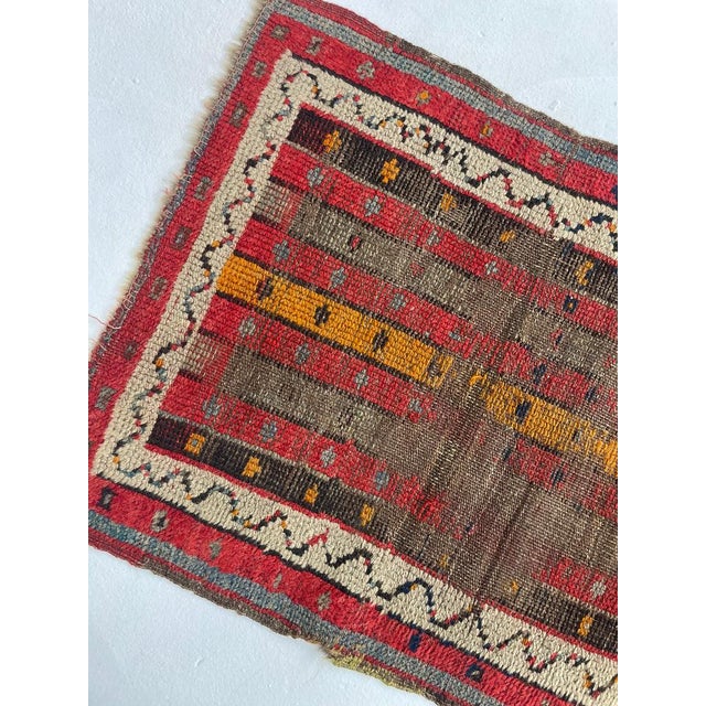 Pure Wool Striped Caucasian Antique Rug Mat 1.9 x 2.9 For Sale - Image 4 of 8
