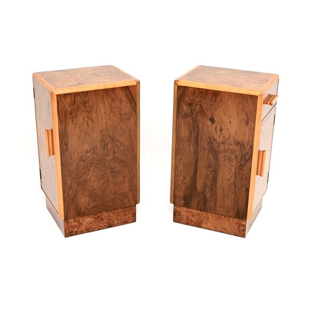 1930s Art Deco Burr Walnut Bedside Cabinets, 1930, Set of 2 For Sale - Image 5 of 11