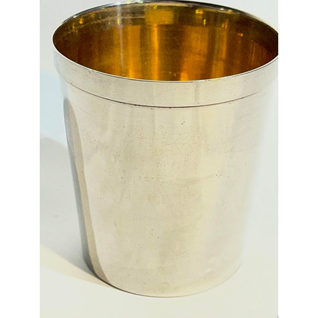 Pair Vintage Art Deco English Silver Plate Tumbler Cups With Gilded Interiors For Sale - Image 12 of 16