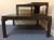 Wood Vintage Mid Century Fumed Oak Two-Tier Corner Coffee Table For Sale - Image 7 of 9