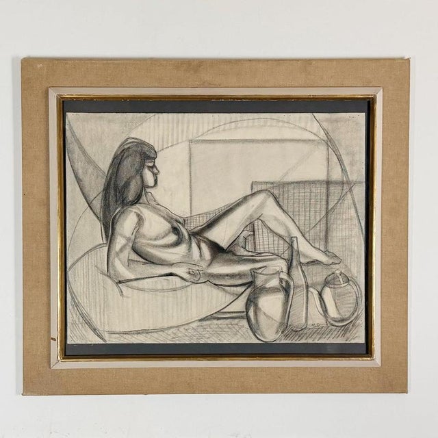 Marceau Constantin, Cubist Figural Study, Nude, Charcoal For Sale - Image 5 of 5